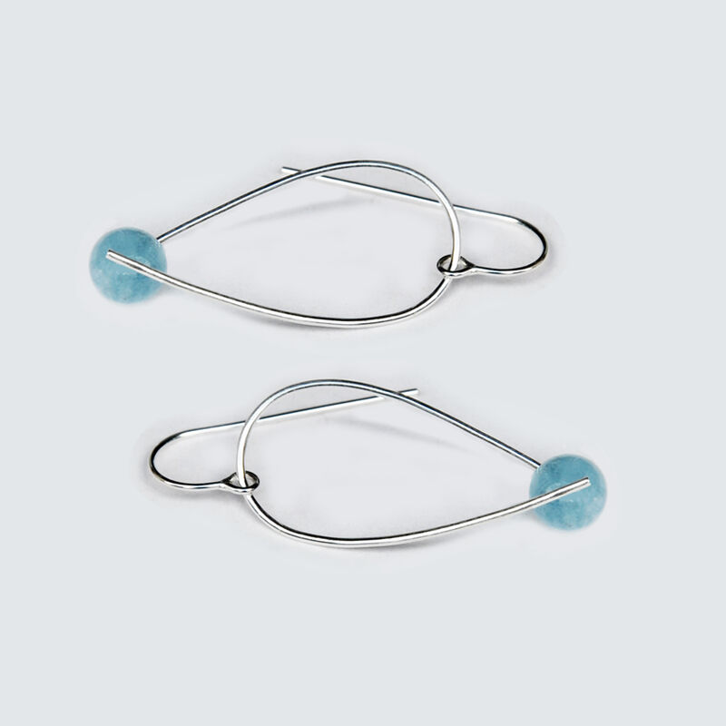 Silhouette teardrop hoops silver with aquamarine - product images  of 