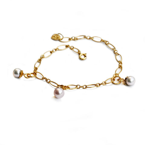 Chain,bracelet,-,vermeil,&,pearls,Katerina Damilos, gold chain bracelet with pearls, birthday gift bracelet, June birthday, June birthstone, modern pearls