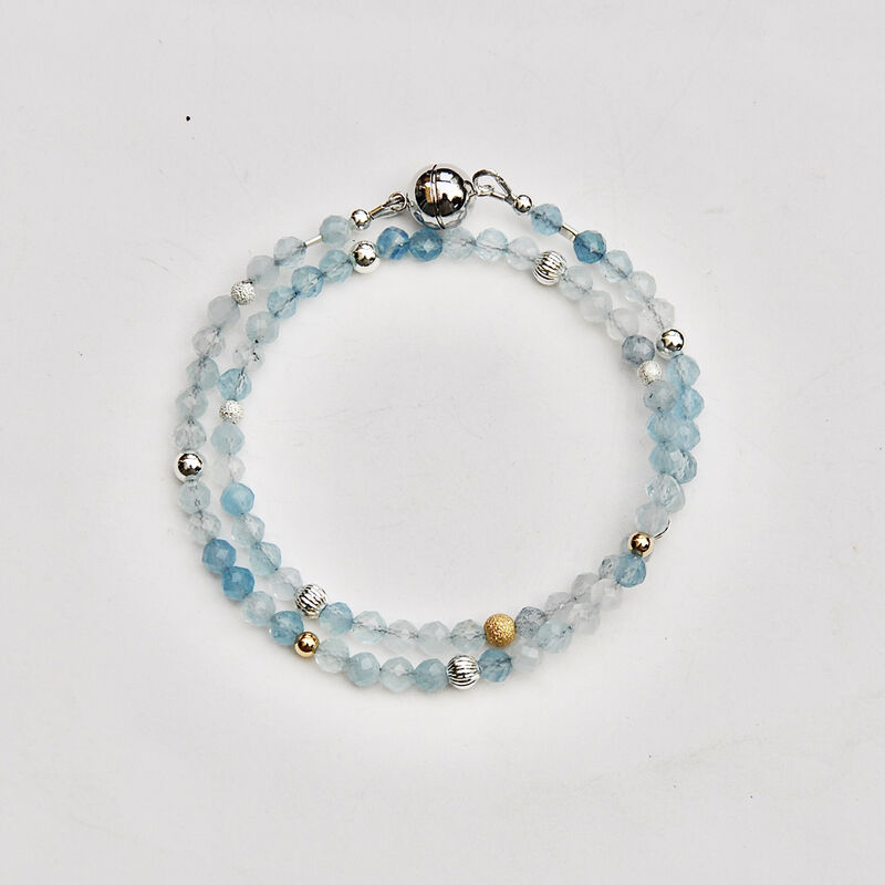 ORB aquamarine wrap bracelet with silver &amp; gold accents - product images  of 