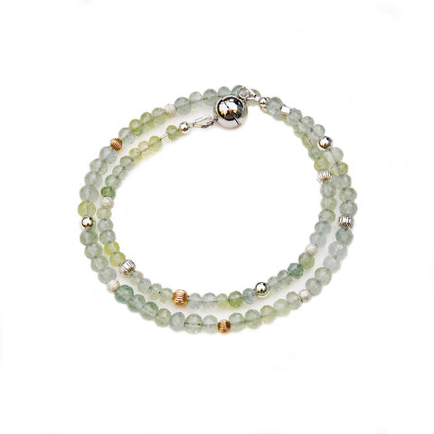 ORB,prehnite,wrap,bracelet,with,silver,&,gold,accents,Katerina Damilos, wrap bracelet with prehnite, apple green, birthday jewellery, gift jewellery, day to night jewellery, effortless elegance