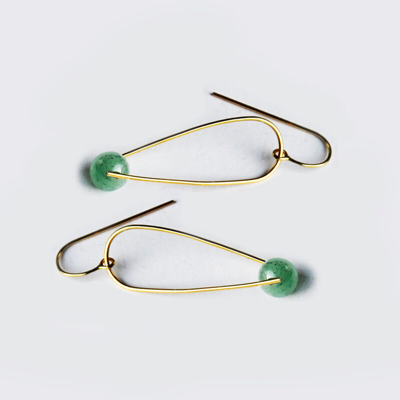 Silhouette teardrop hoops gold with jade - product images  of 