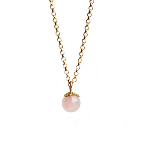 Silhouette,gem,pendant,-,vermeil,&,rose,quartz,Katerina Damilos, gemstone layering gold necklace, rose quartz gold layering necklace, pink and gold, all day chic