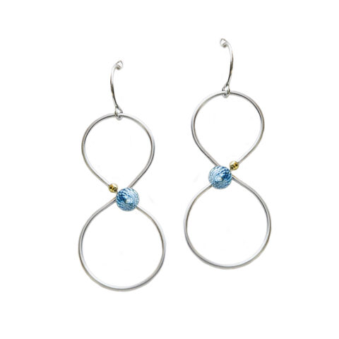 Silhouette,double,teardrop,earrings,,silver,with,topaz,Katerina Damilos, Silhouette, party earrings, contemporary topaz earrings, online jewellery, silver topaz earrings, teardrop earrings
