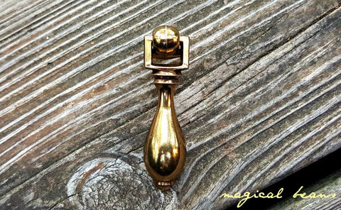 Antique Boho Tear Drop Brass Pull In Antiqued Brass Magical