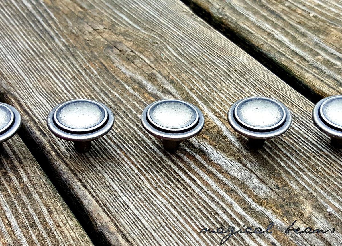 Modern Industrial Farmhouse Weathered Silver Single Ring Furniture Knobs Magical