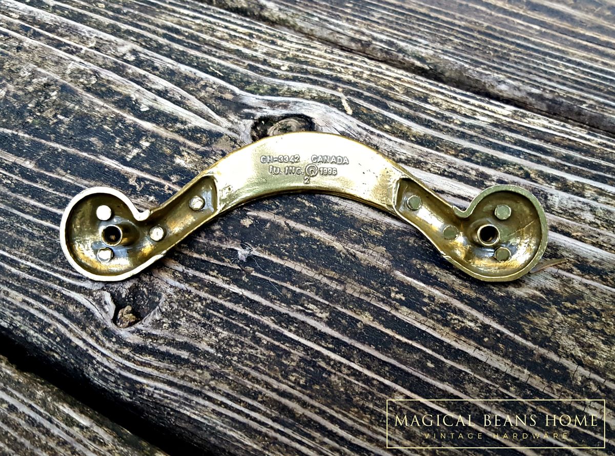 Vintage Mid Century Gold Groovy Spiral Swirl Drawer Handles in Solid