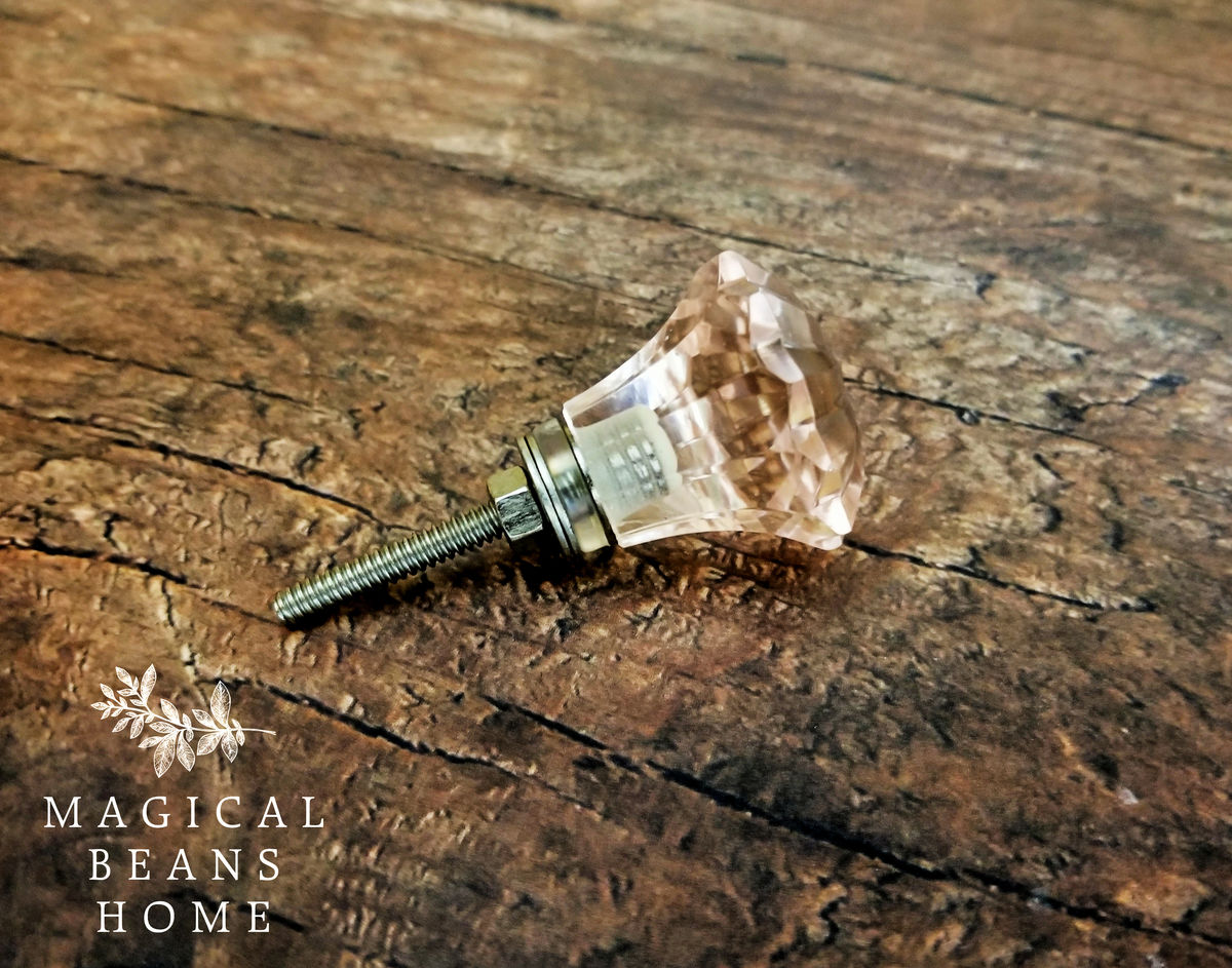 Decorative Blush Pink Multi Faceted Glass Knob Magical Beans Home