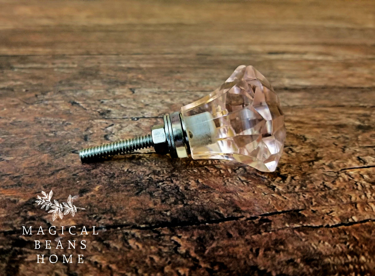 Decorative Blush Pink Multi Faceted Glass Knob Magical Beans Home