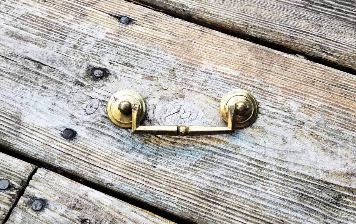 Vintage Keeler Brass Co Gold Square Drop Pull in Solid Brass Magical Beans Home