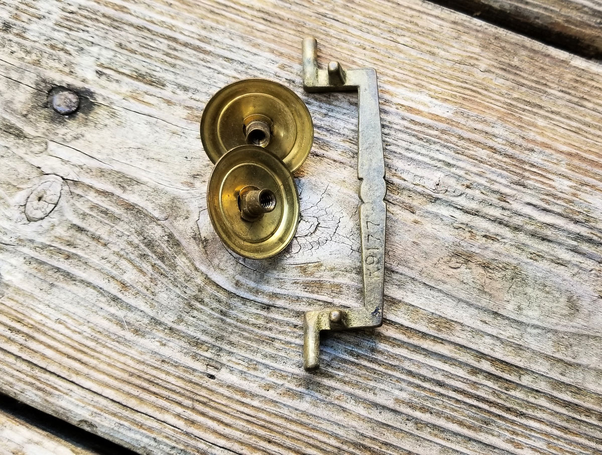 Vintage Keeler Brass Co Gold Square Drop Pull in Solid Brass Magical Beans Home