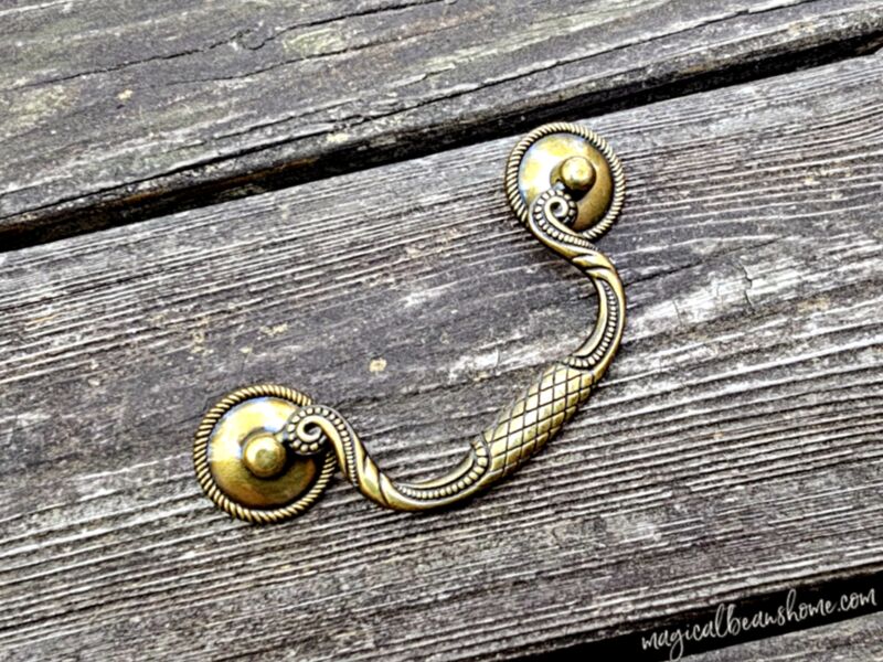 Vintage Keeler Brass Co Cross Hatch Drop Bail Pull with Rosettes  - product images  of 