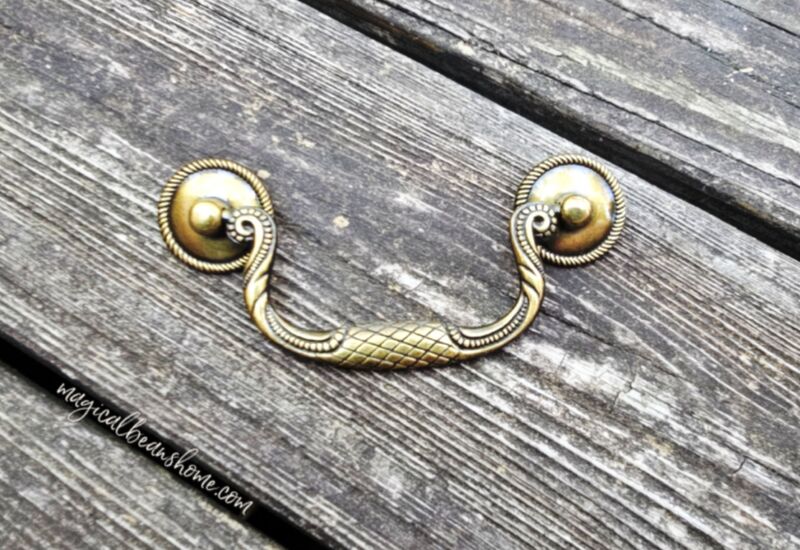 Vintage Keeler Brass Co Cross Hatch Drop Bail Pull with Rosettes  - product images  of 