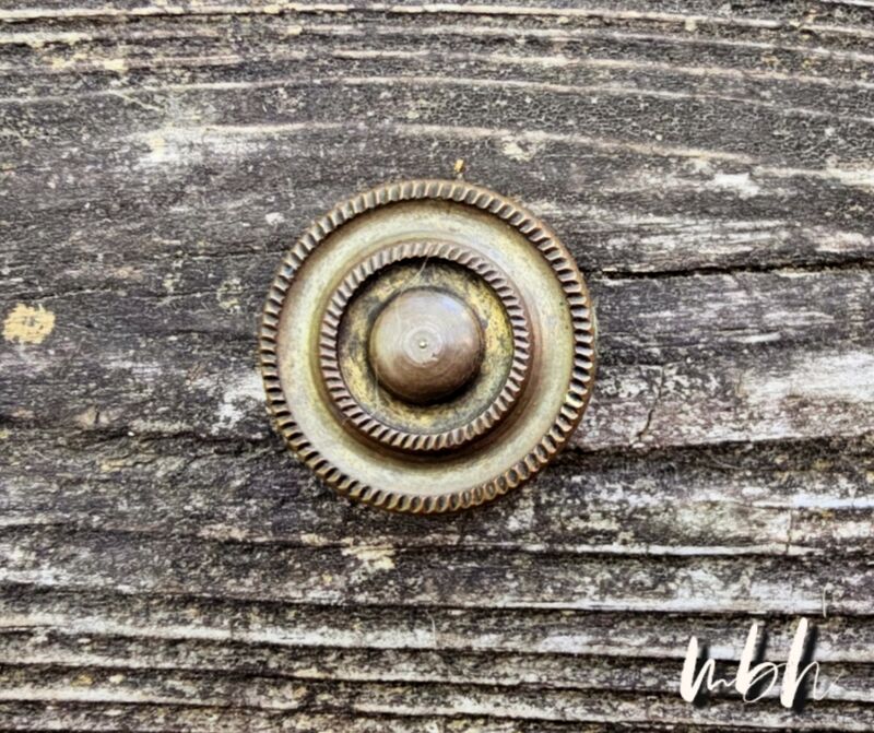 Antique Keeler Brass Company Small Brass Multi Ring Knotched Cabinet Knobs  - product images  of 