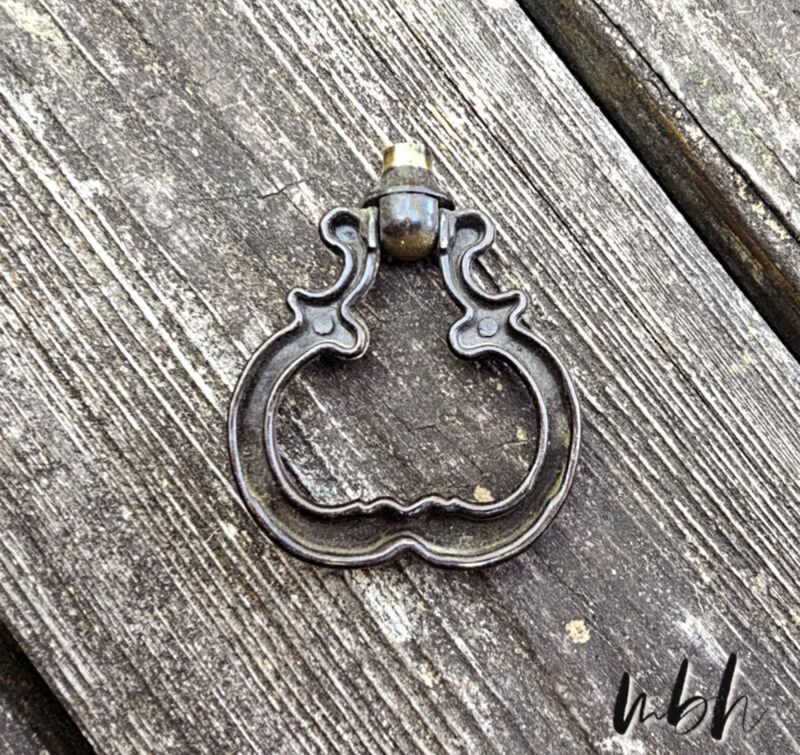 Vintage Keeler Brass Company Large Mid Century Modern Antiqued Gold Ring Pulls  - product images  of 