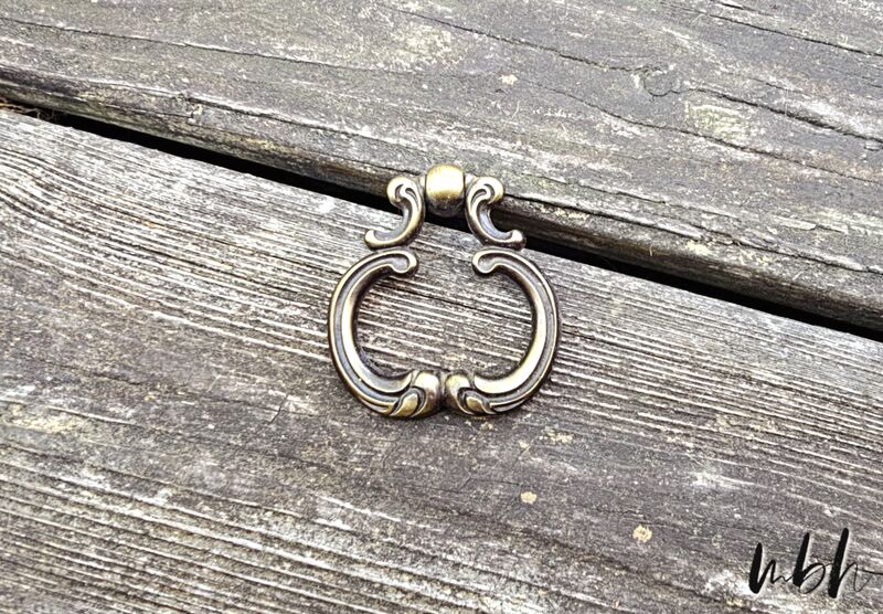 Vintage Keeler Brass Company Large Mid Century Modern Antiqued Gold Ring Pulls  - product images  of 