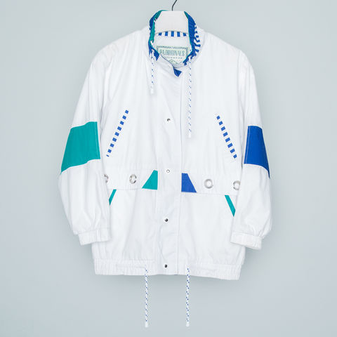 White,Nautical,Windbreaker,jacket, nautical, windbreaker, cold, stripes, color blocking, guys, men, outerwear, retro, minimal ,string, patches