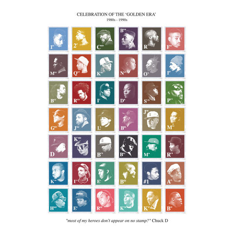 GoldenEra,A2,Litho-Print,Art, Print, Poster, Litho-Print, Hip-Hop, Design, Stamps, Stamp, Collection, Rappers, Golden Era, Rap, Old School, Classic