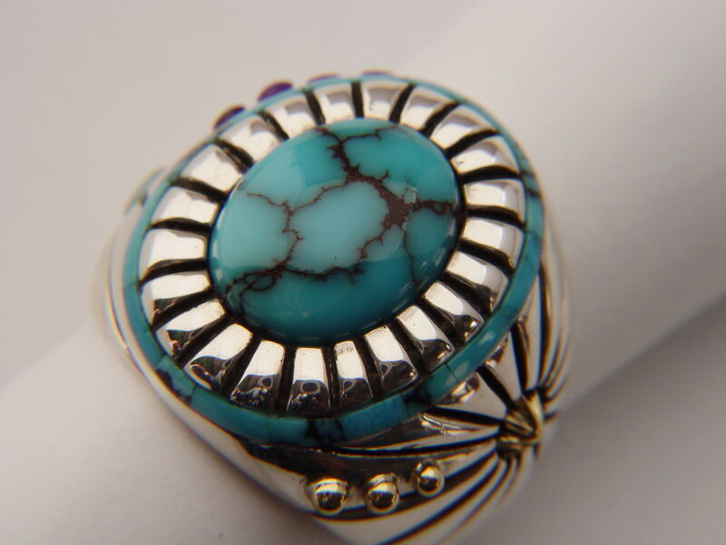 High Grade Spider Web Turquoise Ring - product images  of 