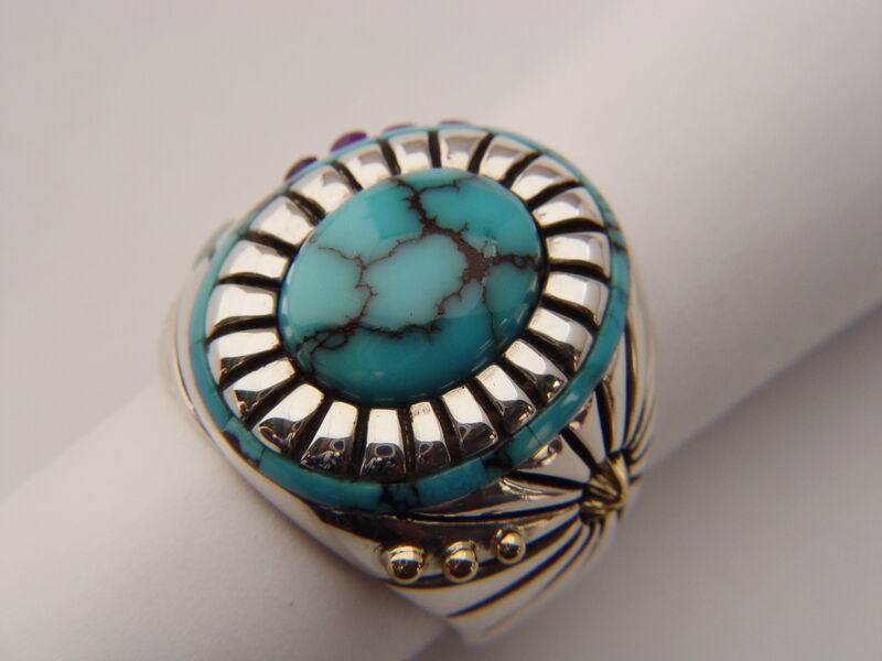 High Grade Spider Web Turquoise Ring - product images  of 