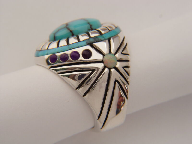 High Grade Spider Web Turquoise Ring - product images  of 