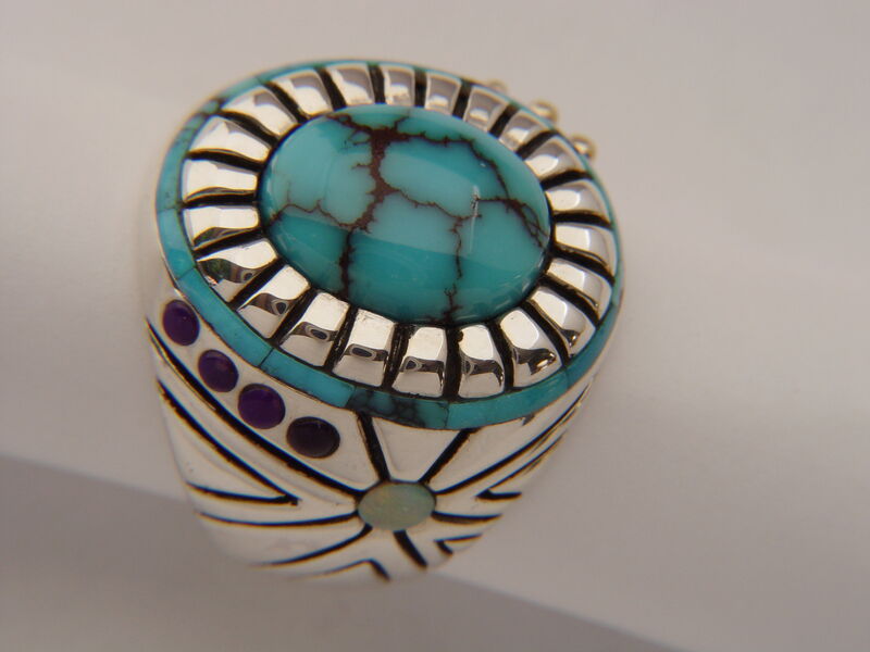 High Grade Spider Web Turquoise Ring - product images  of 