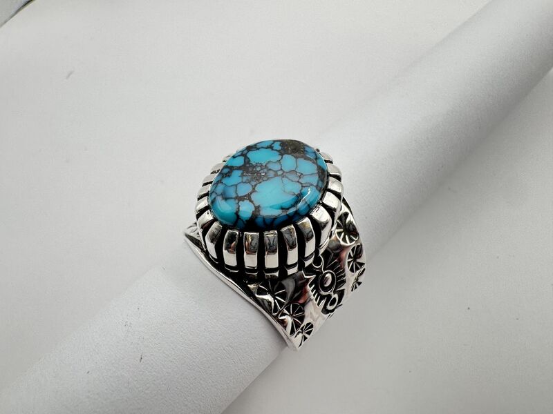Spiderweb Turquoise in Heavy Silver Ring - product images  of 