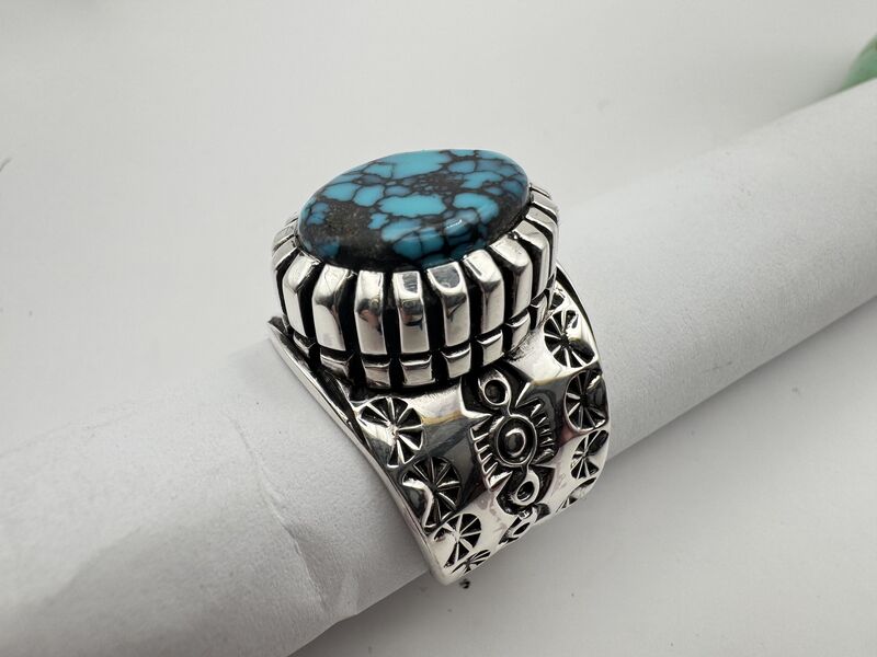 Spiderweb Turquoise in Heavy Silver Ring - product images  of 