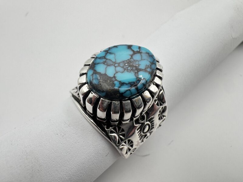 Spiderweb Turquoise in Heavy Silver Ring - product images  of 