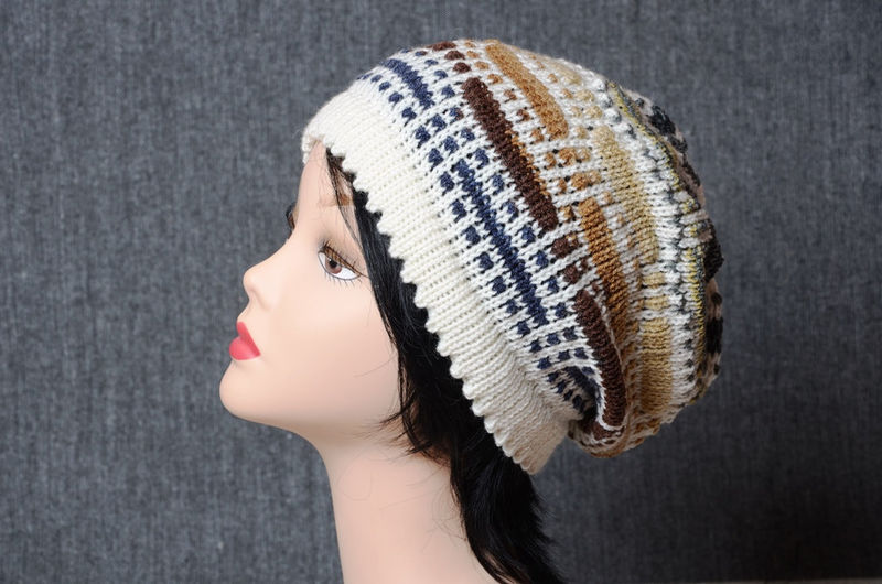 fashion knit striped slouchy beanie hat - product image