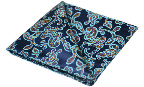 Frey,blue silk handkerchief, patterned pocket square, patterned handkerchief, mens handkerchiefs online, silk handkerchiefs for men