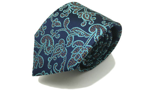 FREY,blue botanical silk necktie, blue navy floral silk tie, floral tie, floral necktie, mens floral tie, blue silk necktie, blue woven silk tie