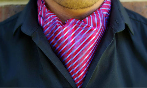 HUGO,striped cravat, striped silk cravat, striped ascot, striped silk ascot tie, red lilac purple cravat, red lilac stripes ascot, red purple stripes cravat, red purple ascot tie, woven silk cravat, silk ascots uk