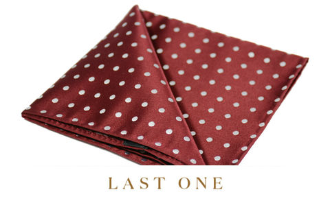 Arlo,polkadot silk pocket square, polka dot pocket square, red white polkadot handkerchief, silk hankie, silk handkechiefs