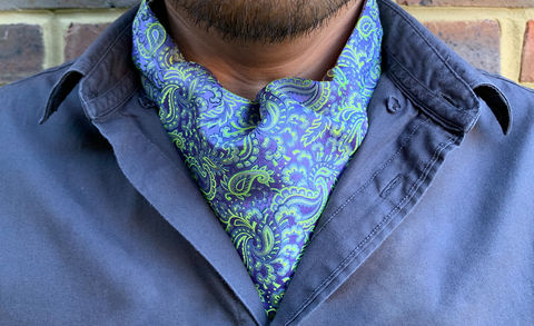 MERLIN,purple silk cravat, lilac silk cravat, lavender silk ascot tie, lavender silk cravat, lilac silk ascot, paisley silk cravat, purple paisley cravat, purple yellow cravat, purple yellow ascot, silk cravat for men, mens silk cravat, mens silk ascot, silk asc