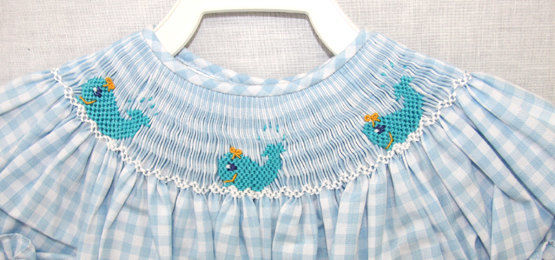 Smocked Dresses | Whale Baby Clothes | Smocked Bishop Dress 412169 -A170 - product images  of 