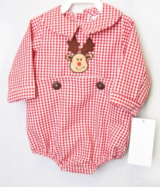 Zuli Kids Red Gingham Baby Boy First Christmas Outfit 292565 - product images  of 