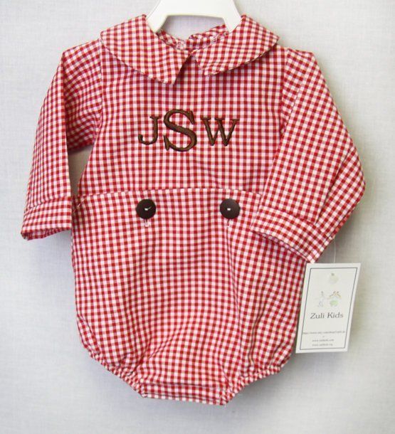 Zuli Kids Red Gingham Baby Boy First Christmas Outfit 292565 - product images  of 