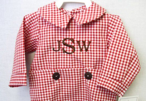 Zuli Kids Red Gingham Baby Boy First Christmas Outfit 292565 - product images  of 