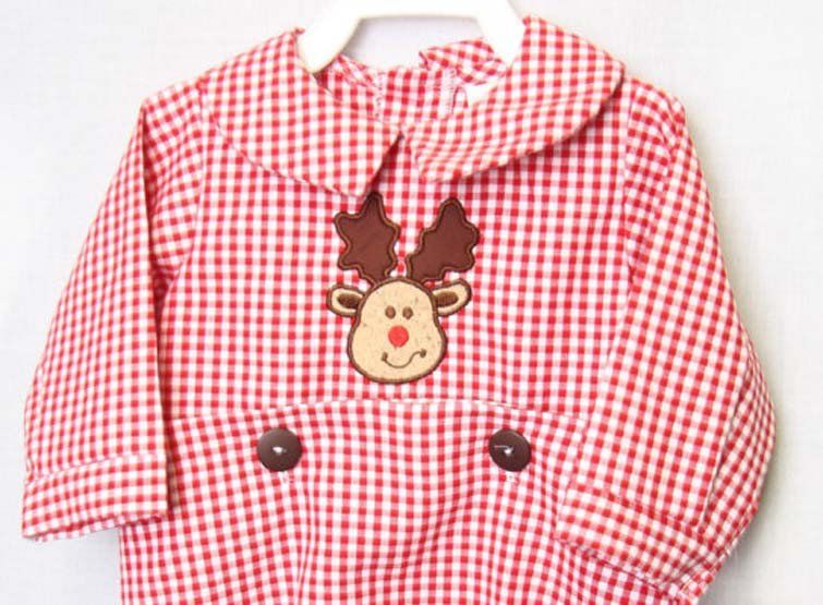Zuli Kids Red Gingham Baby Boy First Christmas Outfit 292565 - product images  of 