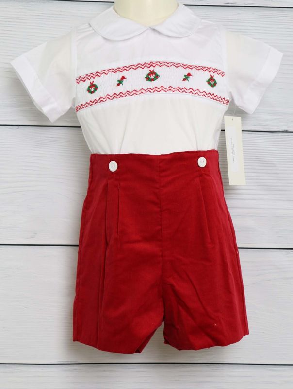 Baby Boy Christmas Outfit, Smocked Baby Clothes, First Christmas Outfit Boy 412572-CC158 - product images  of 