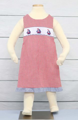 Sailor,Dress,|,Kid,Dresses,Toddler,Girl,412070,A065,Sailor Dress, Kid dresses, toddler girl dresses, Sailboat Dress - Girls Sailboat Dress - Smocked Dresses - Play Dress - Baby Girl Clothes - Smocked Clothing - Toddler Smocked