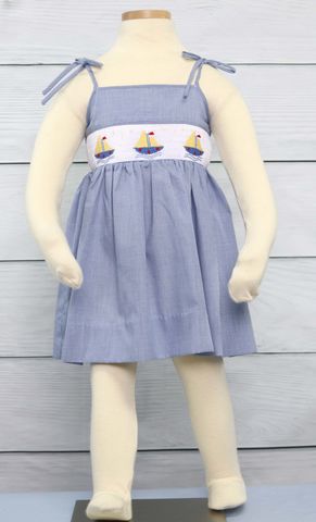 Girls,Spring,Dresses,|,for,Nautical,Clothing,412036,A019,Girls Spring Dresses - Spring Dresses for Girls - Nautical Clothing - Sailboat Dress - Sail Boat Dress - Smocked Dresses - Twin Babies - Toddler Twins - Baby Girl Clothes