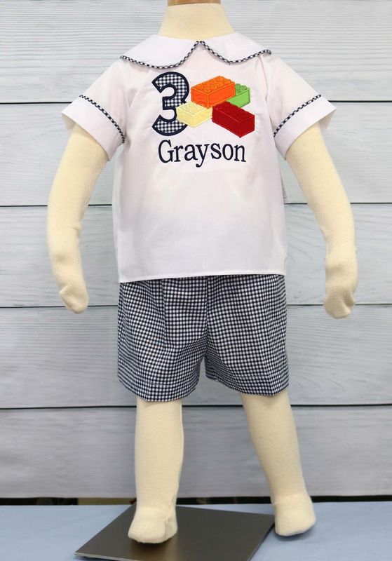 Baby Boy 1st Birthday Outfit, Building Blocks Birthday, Zuli Kids 293836 - product images  of 