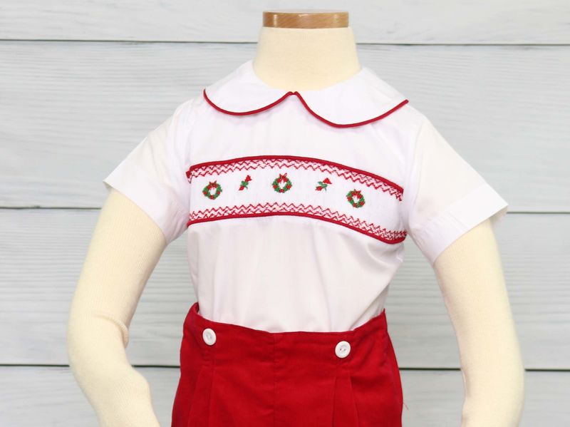 Baby Boy Christmas Outfit, Smocked Baby Clothes, First Christmas Outfit Boy 412572-CC158 - product images  of 