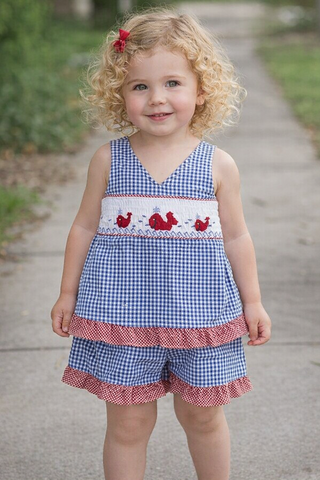 Summer,Clothes,,Smocked,Baby,Kids,Clothes,412072,A067, Summer Clothes, Kids Summer Clothes, Baby Summer Clothes, Ruffled Shorts - Ruffled Sunsuit - Matching Sister - Matching Siblings - Siblings Outfits