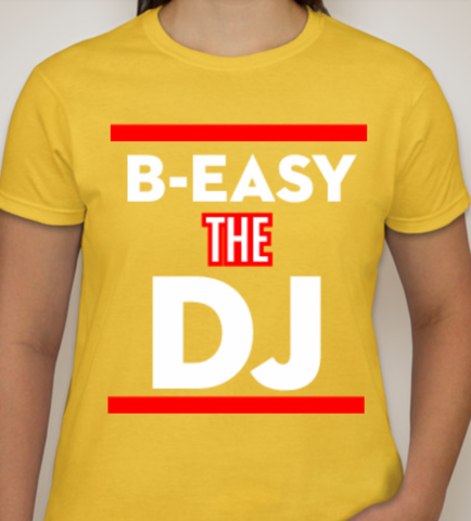 B-Easy,The,DJ,Ladies,Tee,-,Yellow,B-EASY THE DJ, T-SHIRT, YELLOW