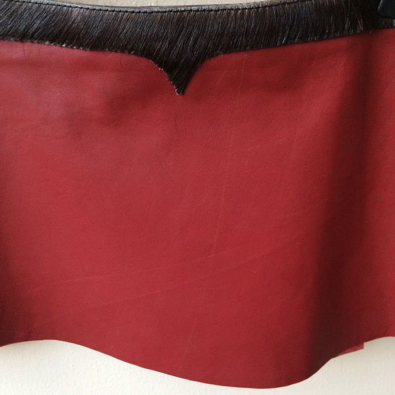 Leather mini skirt - sixties melancholia with goat fur belt: RED with dark brown belt - product images  of 