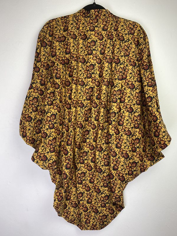 SALE // COTTON ORIGINAL KIMONO style jacket UK8 to UK14: mustard, maroon, floral - product images  of 