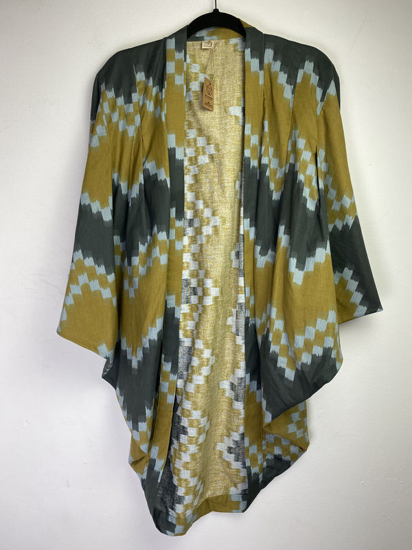 SALE // COTTON ORIGINAL KIMONO style jacket UK8 to UK14: savanna and grey - product images  of 