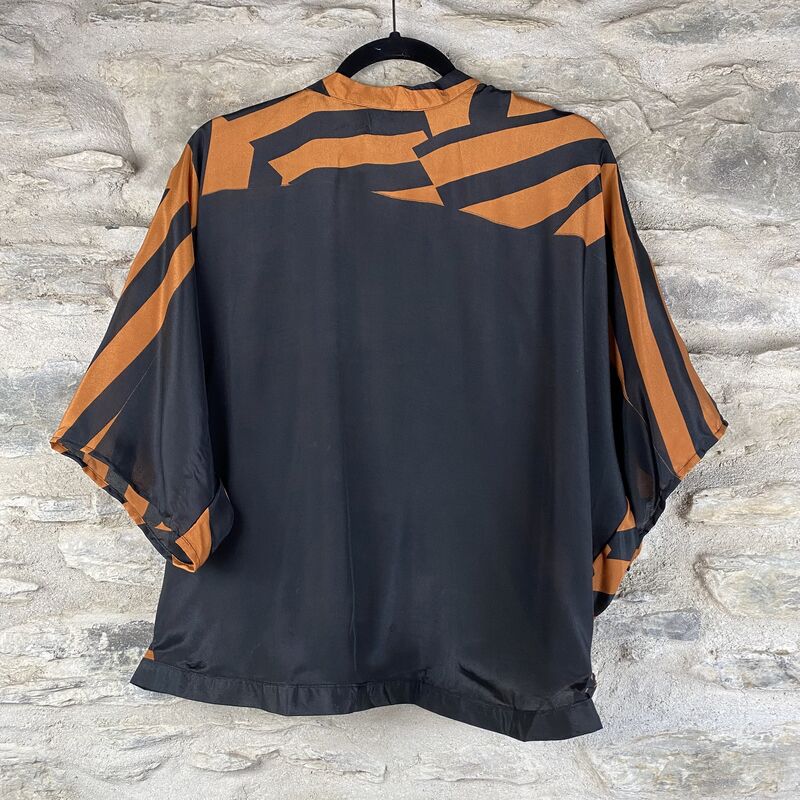 SALE // PETITE KIMONO STYLE JACKET UK8 to UK12: copper and black stripes  - product images  of 